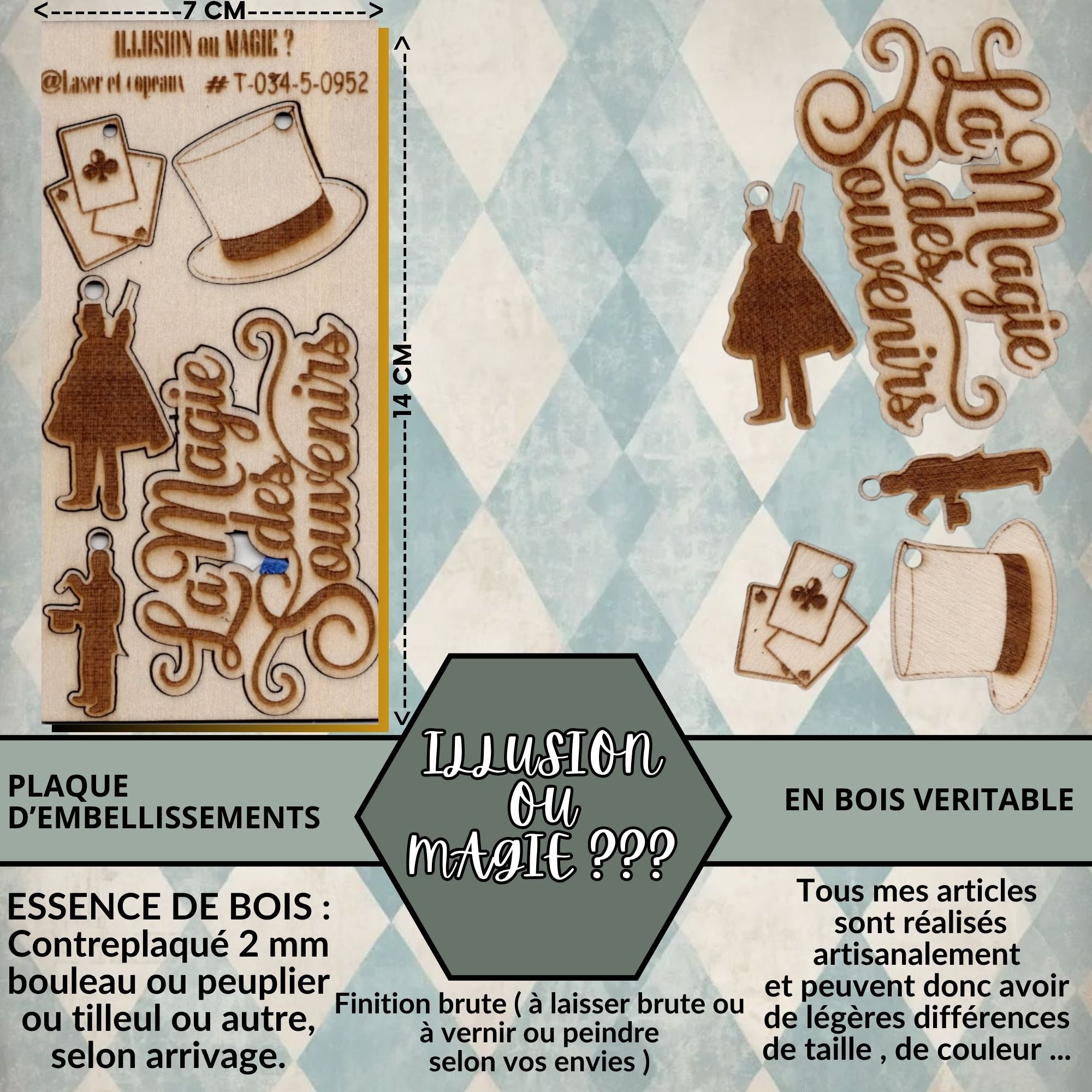 ILLUSION OU MAGIE ?? - EMBELLISSEMENTS découpés et gravés sur bois véritable