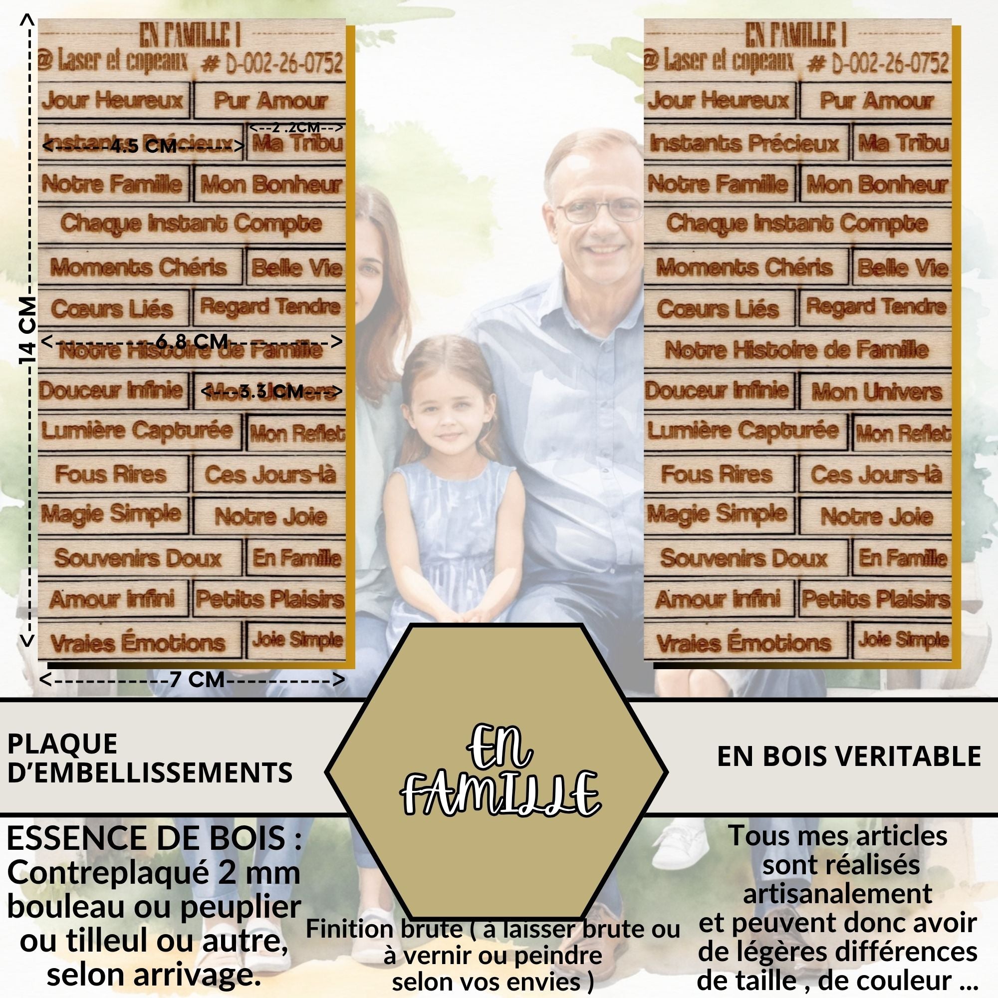 EN FAMILLE - EMBELLISSEMENTS découpés et  gravés sur bois véritable