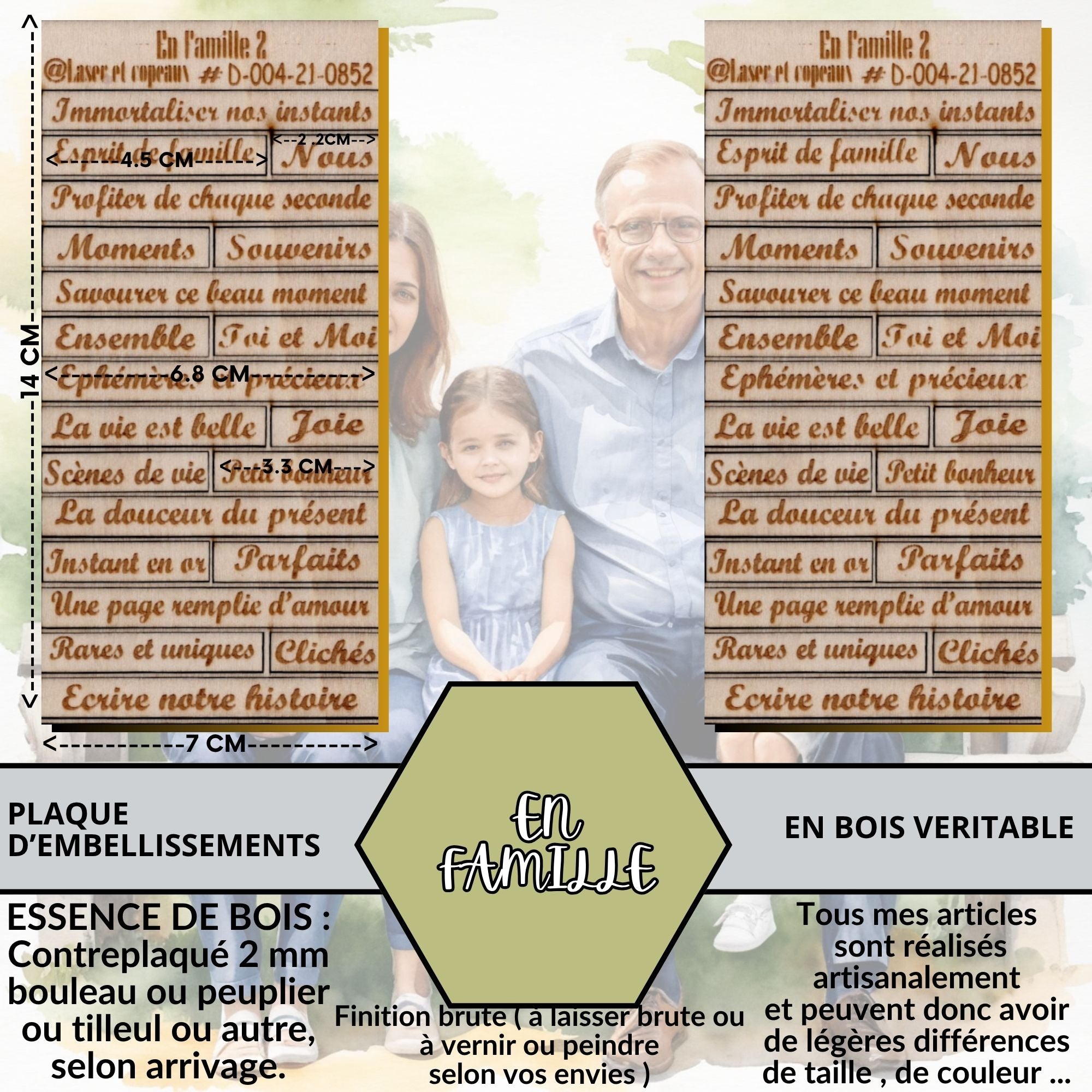 EN FAMILLE - EMBELLISSEMENTS découpés et gravés sur bois véritable