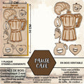 PAUSE CAFE - EMBELLISSEMENTS découpés et gravés sur bois véritable