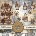 GNOMES DE NOEL - EMBELLISSEMENTS  découpés et gravés au laser sur bois véritable