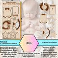 BÉBÉ - EMBELLISSEMENTS  découpés et gravés au laser sur bois véritable